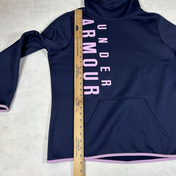Under Armour Storm Cold Gear Pullover Sweatshirt XL Fleece Funnel Neck Navy Blue - Picture 7 of 15